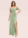 Sexy Side Slit Off Shoulder Long Mermaid Velvet Party Prom Dresses For Women