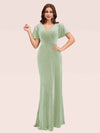 Sexy Short Sleeves Open Back Long Stretch Velvet Bridesmaid Dresses Online