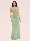 Sexy Cowl Neck Velvet Spaghetti Straps Long Bridesmaid Dresses Online