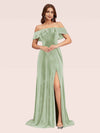 Elegant Off Shoulder Side Slit Long Velvet Bridesmaid Dresses Online For Sale