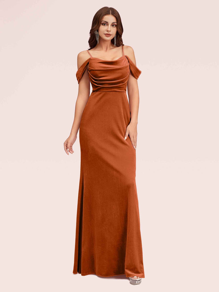 Elegant Cold Shoulder Long Mermaid Velvet Graduation Prom Dresses Online Elegant Cold Shoulder Long Mermaid Velvet Graduation Prom Dresses Online