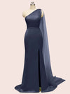 Elegant One Shoulder Unique Long Soft Satin Mermaid Bridesmaid Dresses Online