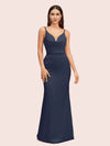 Sexy Spaghetti Straps V-Neck Open Back Soft Satin Mermaid Bridesmaid Dresses