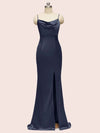 Sexy Criss Cross Spaghetti Straps Mermaid Long Satin Prom Dresses With Slit