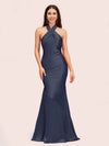Sexy Backless Halter Long Mermaid Satin Graduation Prom Dresses Online