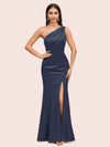 Sexy Mermaid One Shoulder Side Slit Soft Satin Bridesmaid Dresses Online