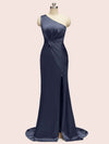 Sexy Side Slit Mermaid One Shoulder Long Soft Satin Bridesmaid Dresses Online