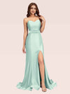 Sexy Side Slit Stretchy Jersey Long Mermaid Bridesmaid Dresses Online