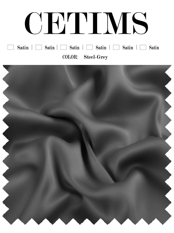 Soft Satin Fabric Swatch Steel-Grey