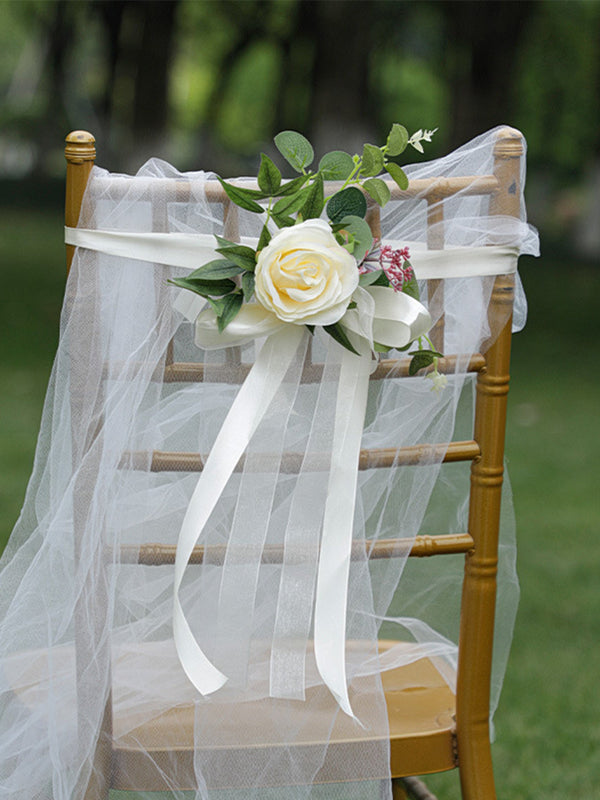 European Outdoor Forest Artificial Flowers Decoration Wedding Party Decorative Chair Back Flowers, CF17019