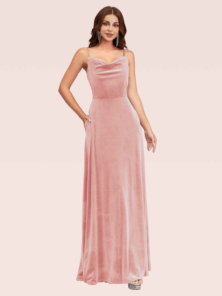 Sexy Spaghetti Straps Velvet Long Graduation Prom Dresses Online Sexy Spaghetti Straps Velvet Long Graduation Prom Dresses Online