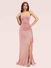 Sexy Spaghetti Straps Mermaid Long Formal Prom Dresses With Slit
