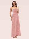 Elegant Velvet Spaghetti Straps V-neck Modern Long Prom Dresses With Slit