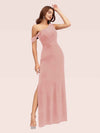 Sexy One Shoulder Side Slit Long Velvet Bridesmaid Dresses Online For Sale