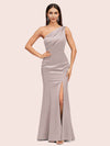 Sexy Mermaid One Shoulder Side Slit Soft Satin Bridesmaid Dresses Online