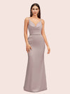 Sexy Spaghetti Straps V-Neck Open Back Soft Satin Mermaid Bridesmaid Dresses