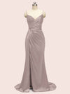 Sexy Mermaid Spaghetti Strap Long Side Slit Soft Satin Formal Prom Dresses Online