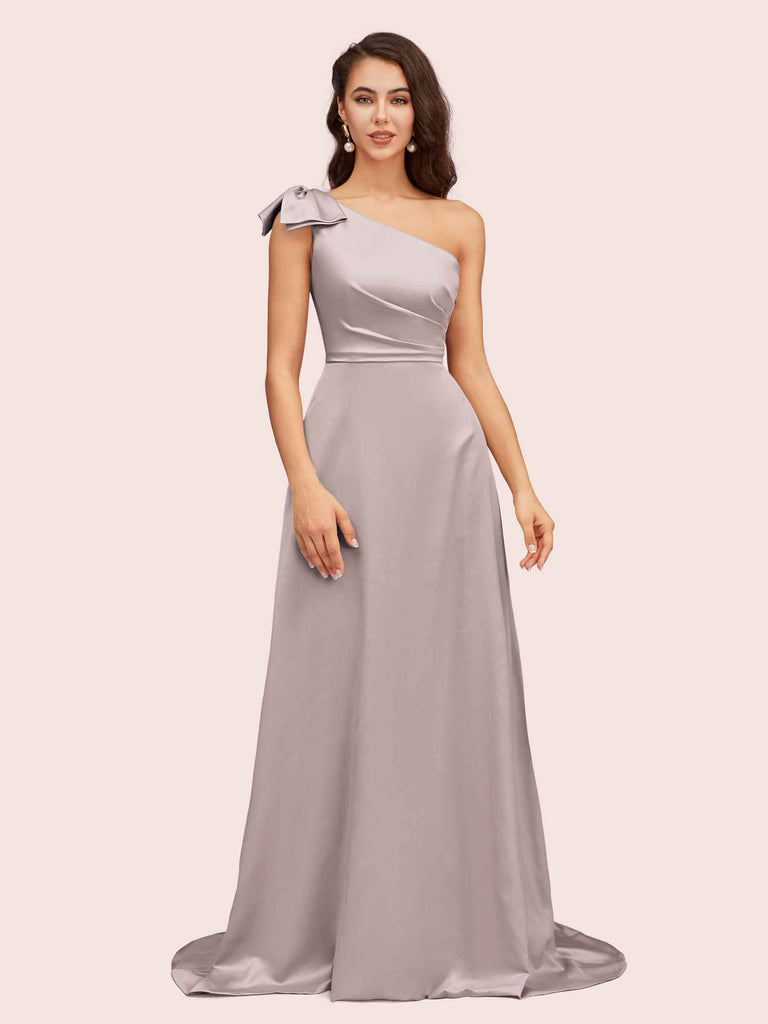 Elegant One Shoulder Long Soft Satin Bridesmaid Dresses Online Elegant One Shoulder Long Soft Satin Bridesmaid Dresses Online