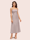 Elegant Ankle Length Spaghetti Straps Short Soft Satin Bridesmaid Dresses