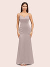 Sexy Mermaid Spaghetti Straps Long Soft Satin Bridesmaid Dresses Online
