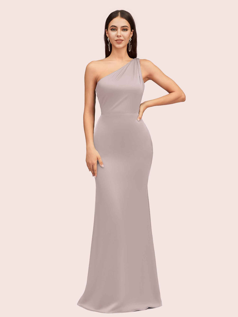 Sexy Mermaid One Shoulder Silky Satin Long Graduation Prom Dresses Online Sexy Mermaid One Shoulder Silky Satin Long Graduation Prom Dresses Online