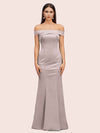 Sexy Off Shoulder Sleeveless Mermaid Long Soft Satin Bridesmaid Dresses
