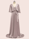 Bat Sleeves Elegant Long Soft Satin Bridesmaid Dresses Online