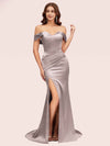 Sexy Off Shoulder Side Slit Long Soft Satin Mermaid Bridesmaid Dresses Online For Sale