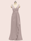 Elegant V-neck Unique Long Soft Satin Formal Prom Dresses 2023 Online