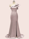 Elegant One Shoulder Mermaid Long Soft Satin Bridesmaid Dresses Online