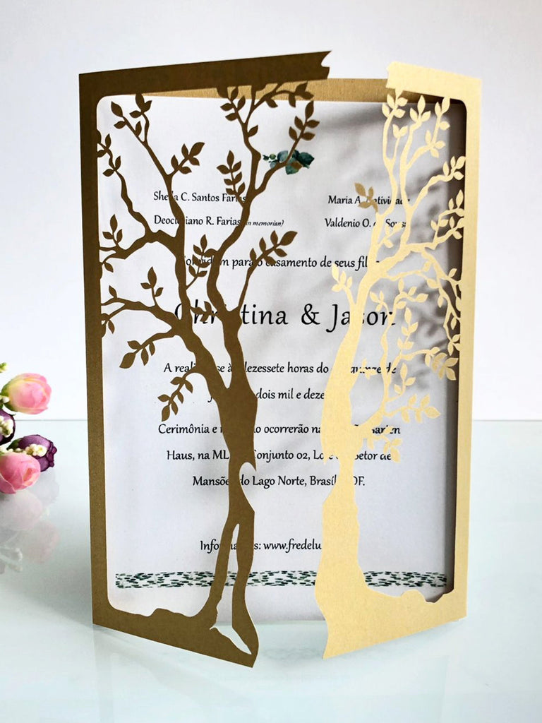 Hot Selling Tree of Life Wedding Greeting Card, Hollow Out Holiday Invitation Letter, HK-102