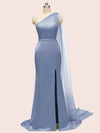 Unique One Shoulder Long Stretchy Satin Party Dresses For Women