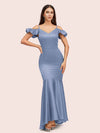 Sexy Mermaid Cold Shoulder Silky Satin High Low Prom Dresses Online