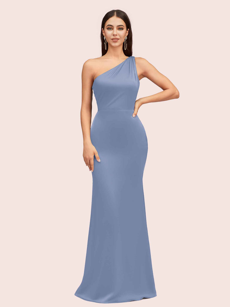 Sexy Mermaid One Shoulder Soft Satin Long Bridesmaid Dresses Online Sexy Mermaid One Shoulder Soft Satin Long Bridesmaid Dresses Online