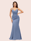 Sexy Mermaid Spaghetti Straps Long Soft Satin Bridesmaid Dresses Online