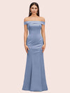 Sexy Off Shoulder Sleeveless Mermaid Long Soft Satin Bridesmaid Dresses