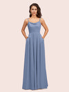 Simple Spaghetti Straps Long Soft Satin Bridesmaid Dresses