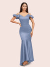 Sexy Mermaid Cold Shoulder Soft Satin Long Bridesmaid Dresses Online