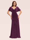 Elegant Velvet Bat Sleeves V-neck Long Bridesmaid Dresses Online