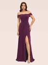 Sexy Mermaid Off Shoulder Long Side Slit Velvet Bridesmaid Dresses Online