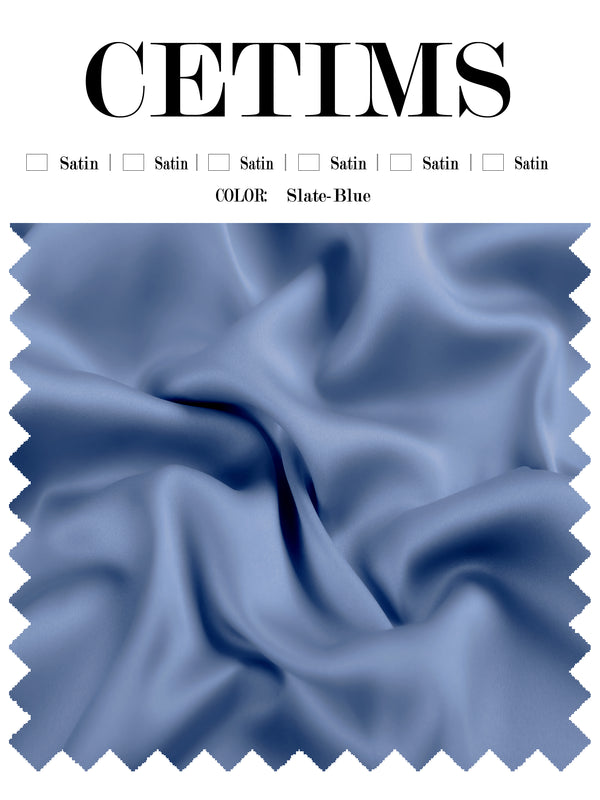 Soft Satin Fabric Swatch Slate-Blue