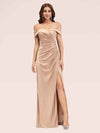 Sexy Off Shoulder Side Slit Stretchy Jersey Long Mermaid Bridesmaid Dresses Online