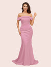 Sexy Mermaid Off Shoulder Long Soft Satin Formal Prom Dresses For Women