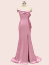 Sexy One Shoulder Side Slit Mermaid Long Soft Satin Evening Prom Dresses 2023
