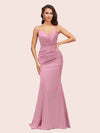 Sexy Backless Mermaid Spaghetti Straps Long Silky Satin Prom Dresses Online