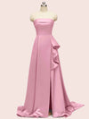 Elegant Strapless Long Soft Satin Formal Prom Dresses For Women
