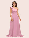 Elegant One Shoulder Long Soft Satin Formal Maxi Prom Dresses Online