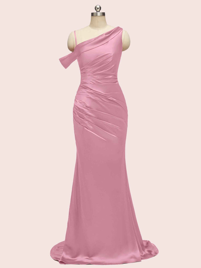 Sexy Mermaid One Shoulder Long Soft Satin Evening Prom Dresses Online