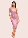 Sexy One Shoulder Silky Satin Short Midi Party Prom Dresses Online