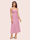 Elegant Ankle Length Spaghetti Straps Short Soft Satin Bridesmaid Dresses
